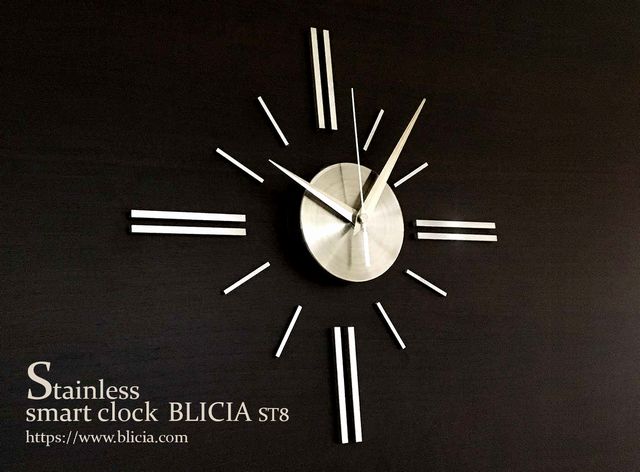 壁掛け時計おしゃれな高級ステンレスクロックBLICIA ST8画像3