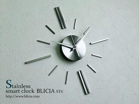 モダン壁掛け時計高級ステンレスデザイナーズクロックBLICIA ST6画像1