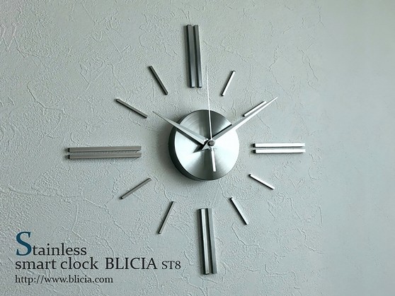 モダン壁掛け時計高級ステンレスデザイナーズクロックBLICIA ST8画像1