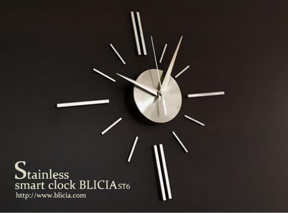 壁掛け時計おしゃれな高級ステンレスクロックBLICIA ST6画像2