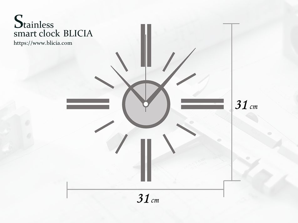 おしゃれでモダンなステンレス高級デザイナーズ壁掛け時計BLICIA ST8 取り付け サイズ